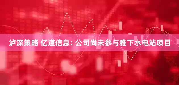 泸深策略 亿道信息: 公司尚未参与雅下水电站项目